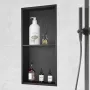 33.02 x 63.5 cm No Tile Shower Niche 304 Stainless Steel, Wall-Inserted Niche Recessed Double Shelves, Sealed Waterproof Rust-Re