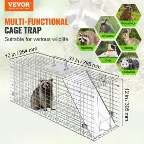 Live Animal Cage Trap, 31 "X 10" X 12 "Humane Cat Trap Galvanized Iron, Folding Animal Trap med håndtag til kaniner,