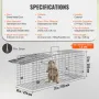 Live Animal Cage Trap, 79 x 25 x 30.5 cm Humane Cat Trap Galvanized Iron, Folding Animal Trap with Handle for Rabbits, Stray Cat