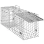 Live Animal Cage Trap, 79 x 25 x 30.5 cm Humane Cat Trap Galvanized Iron, Folding Animal Trap with Handle for Rabbits, Stray Cat