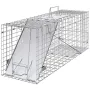 Live Animal Cage Trap, 79 x 25 x 30.5 cm Humane Cat Trap Galvanized Iron, Folding Animal Trap with Handle for Rabbits, Stray Cat