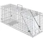 Live Animal Cage Trap, 79 x 25 x 30.5 cm Humane Cat Trap Galvanized Iron, Folding Animal Trap with Handle for Rabbits, Stray Cat