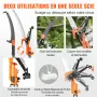 Manual Pole Saw, 2.2-8.2 m Extendable Tree Pruner, Sharp Steel Blade and Scissors High Branches Trimming, Branch Trimmer with Li