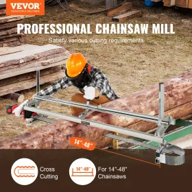 Chainsaw Mill, Portable Sawmill 14 "-48" Guide Bar, Galvanized Steel Chainsaw Planking Mill med 0,2 "-11,81" Skæretykkelse,