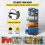 Refrigerant Tank Rack with 1x50lb, 2x30lb and 3 Small Bottles Cylinder Tank Rack, 48.5x15x11 inch Refrigerant Cylinder Rack Gas 