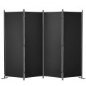 Room Divider 4-Panel Folding Privacy Screen 88.2"x11.8"x67.3"Home Black