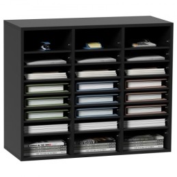 Wood Literature Organizer, 24 Compartments, File Sorter with Removable Shelves, Mailboxes Slot for Office Home Classroom