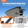 Hand Winch, 2000 lbs Pulling Capacity, Boat Trailer Winch Heavy Duty Rope Crank with 23 ft Polyester Strap and Two-Way Ratchet, 