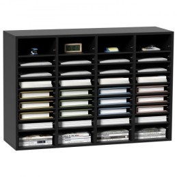 Wood Literature Organizer, 36 Compartments, File Sorter with Removable Shelves, Mailboxes Slot for Office Home Classroom