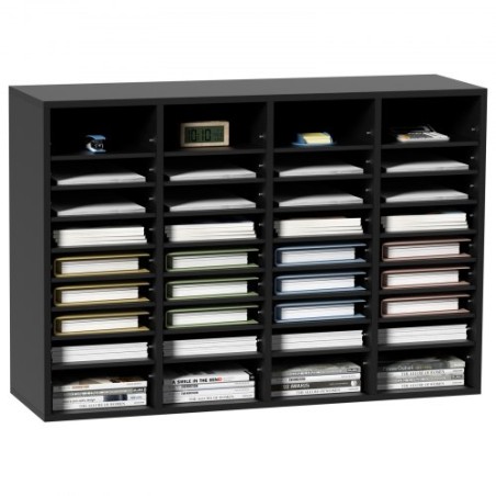 Wood Literature Organizer, 36 Compartments, File Sorter with Removable Shelves, Mailboxes Slot for Office Home Classroom