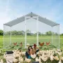 Large Metal Chicken Coop with Run, Walkin Chicken Coop for Yard with Waterproof Cover, 6.6 x 9.8 x 6.6 ft, Peaked Roof Large Pou