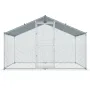 Large Metal Chicken Coop with Run, Walkin Chicken Coop for Yard with Waterproof Cover, 6.6 x 9.8 x 6.6 ft, Peaked Roof Large Pou