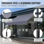 Manual Retractable Awning, 118" Outdoor Retractable Patio Awning Sunshade Shelter, Adjustable Patio Door Window Awning Canopy wi