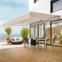 Manual Retractable Awning, 10 x 8 ft Outdoor Patio Awning Retractable Sun Shade, Water-Resistant Polyester Patio Door Window Awn