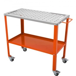 Welding Table 36" x 18", 1200lbs Load Capacity Steel Welding Workbench Table on Wheels, 2 Layers Portable Work Bench with