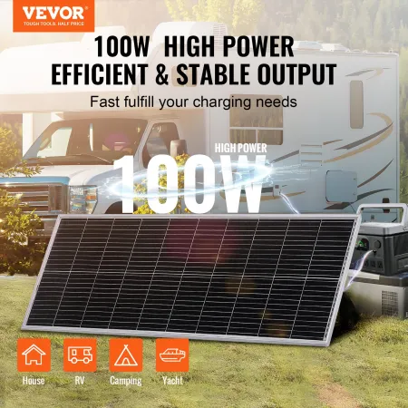 100W monokrystallinsk solpanelsæt 12V solpanel og laderegulator