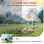Metal Chicken Coop, 13.1 x 9.8 x 6.6 ft Large Chicken Run, Peaked Roof Outdoor Walk-in Poultry Pen Cage for Farm or Backyard, wi