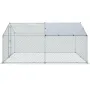 Metal Chicken Coop, 13.1 x 9.8 x 6.6 ft Large Chicken Run, Peaked Roof Outdoor Walk-in Poultry Pen Cage for Farm or Backyard, wi