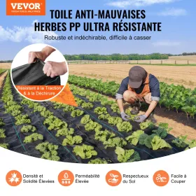 Ukrudtsspærrestof til landskaber, 3,28*164FT kraftigt ukrudtsstof til haven, vævet PP-ukrudtsbekæmpelsesstof, indkørselsstof,