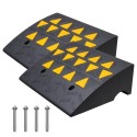 Rubber Curb Ramp 2 Pack, 6" Rise Height Heavy-Duty 33069 lbs/15 T Capacity Threshold Ramps, Driveway Ramps with Stable Grid