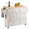 Kitchen Island Cart with Solid Wood Top, 45.3" Width Mobile Carts with Storage Cabinet, Rolling Kitchen Table with Spice Rack,