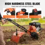 Tiller Cultivator Gas Powered, 212CC 4-Stroke Garden Cultivator, Tiller with 4 Steel Adjustable Rear Tines for Lawn, Garden and 