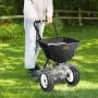 Broadcast Spreader, 36.3 kg Walk-Behind Turf Spreader with 30.5 cm Wheels, Steel Push Fertilizer Spreader, Garden Seeder, and Sa