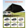 Vehicle Awning, Large 10' x 7' Shade Coverage Car Side Awning, PU2000mm UV50+ Car Awning with Extended Side Canopies and Portabl