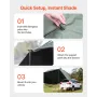 Vehicle Awning, Large 10' x 7' Shade Coverage Car Side Awning, PU2000mm UV50+ Car Awning with Extended Side Canopies and Portabl