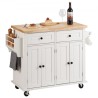 Kitchen Island Cart with Solid Wood Top, 35.4" Width Mobile Carts with Storage Cabinet, Rolling Kitchen Table with Spice Rack,