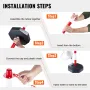Adjustable Traffic Delineator Post Cones, 6 Pack, Traffic Safety Delineator Barrier with Fillable Base 2 m Chain, for Traffic Co