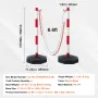 Adjustable Traffic Delineator Post Cones, 6 Pack, Traffic Safety Delineator Barrier with Fillable Base 2 m Chain, for Traffic Co