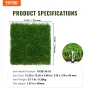 Artifical Grass Tiles Interlocking Turf Deck Set, 18 Pack 305x305mm, Synthetic Fake Grass Self-draining Mat Flooring Decor Pad, 