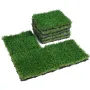 Artifical Grass Tiles Interlocking Turf Deck Set, 18 Pack 305x305mm, Synthetic Fake Grass Self-draining Mat Flooring Decor Pad, 