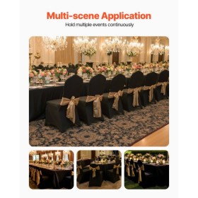 Black Polyester Spandex Party Chair Covers Decotation Solemn Easy Clean