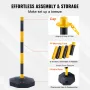 Adjustable Traffic Delineator Post Cones, 6 Pack, Traffic Safety Delineator Barrier with Fillable Base 2.44 m Chain, for Traffic