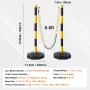 Adjustable Traffic Delineator Post Cones, 6 Pack, Traffic Safety Delineator Barrier with Fillable Base 2.44 m Chain, for Traffic