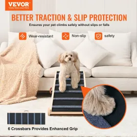 Dog Ramp, Folding Pet Ramp for Bed, Adjustable Dog Ramp for Small, Large, Old Dogs & Cats, Wooden Pet Ramp with 41.3" Long