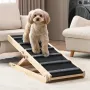 Dog Ramp, Folding Pet Ramp for Bed, Adjustable Dog Ramp for Small, Large, Old Dogs & Cats, Wooden Pet Ramp with 105 cm Long Ramp