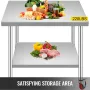 Stainless Steel Work Table 36 x 30 x 34 Inch, 700 LBS Load Capacity with 4 Wheels, 3 Adjustable Height Levels, Heavy Duty Food P