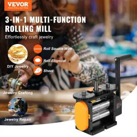 Rolling Mill, 2.24"/57 mm Jewelry Rolling Mill Machine, 1: 2 Gear Ratio, 3-in-1 Multi-function Rolling Mill, 0-5.5 mm Press