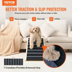 Dog Ramp, Folding Pet Ramp for Bed, Adjustable Dog Ramp for Small, Large, Old Dogs & Cats, Wooden Pet Ramp with 100 cm Long Ramp