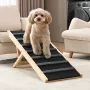 Dog Ramp, Folding Pet Ramp for Bed, Adjustable Dog Ramp for Small, Large, Old Dogs & Cats, Wooden Pet Ramp with 100 cm Long Ramp
