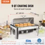 Rulle Top Chafing Dish Buffet Komplet sæt, 8 QT Rustfrit stål