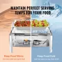 Rulle Top Chafing Dish Buffet Komplet sæt, 8 QT Rustfrit stål