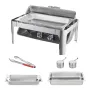 Roll Top Chafing Dish Buffet Complete Set, 8 Qt Stainless Steel Chafer with Full Size Pan, Rectangle Catering Warmer Server with