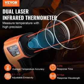 Infrarødt termometer -40 ~ 2732 ° F dobbelt