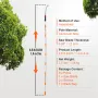 Manual Pole Saw,4.6-9.8 ft Extendable Tree Pruner, Sharp Steel Blade for High Branches Trimming, Manual Branch Trimmer with Ligh