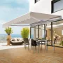 Manual Retractable Awning, 8 x 7 ft Outdoor Patio Awning Retractable Sun Shade, Water-Resistant Polyester Patio Door Window Awni
