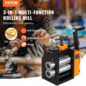 Rolling Mill, 2.95"/75 mm Jewelry Rolling Mill Machine, 1: 2 Gear Ratio, 3-in-1 Multi-function Rolling Mill, 0.03-6.5mm Press